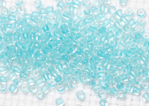 Бисер Япония круглый 11/0 10г 2723 светло-голубой/ярко-зеленый, светящийся в темноте