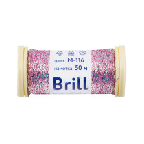 Нитки для вышивания Gamma Brill мулине М металлик 100% полиэстер 50 м M- 116 серебристый/ розовый